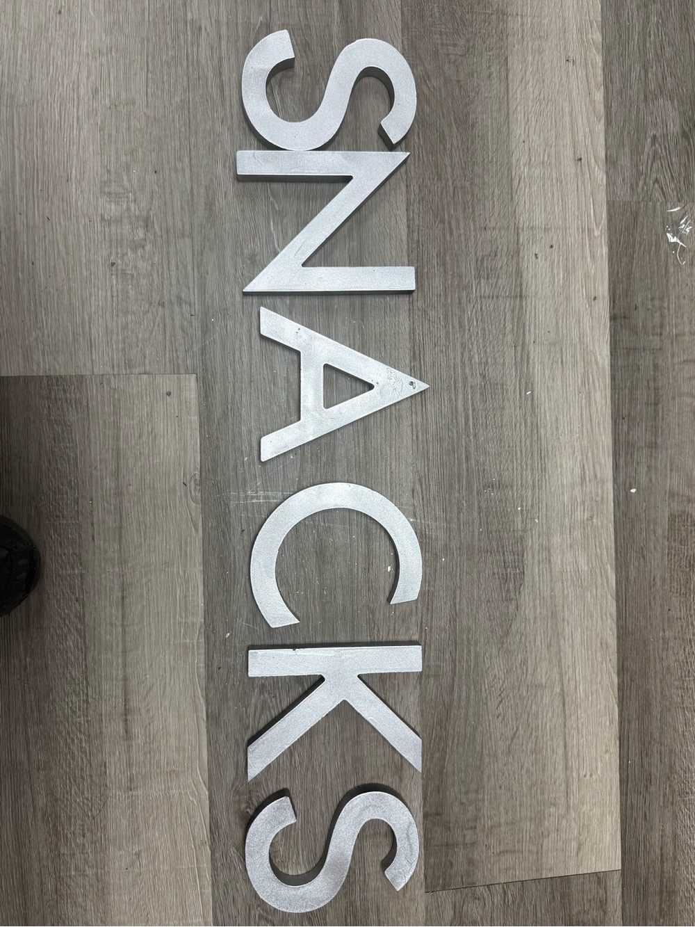 Silver SNACKS Wall Word Decor - Modern Metallic Kitchen Accent
